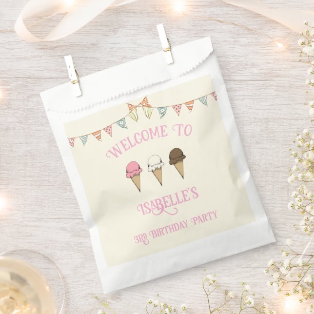 Sachets En Papier 3 Cuillérées de Fun Anniversaire 3 ans Glace  (Coupé)