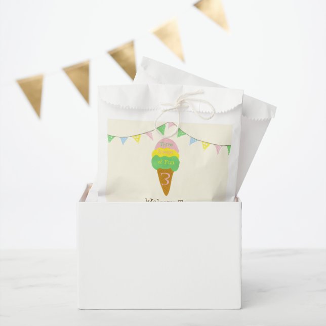 Sachets En Papier 3 Cuillérées de Fun Anniversaire 3 ans Glace  (Fête)