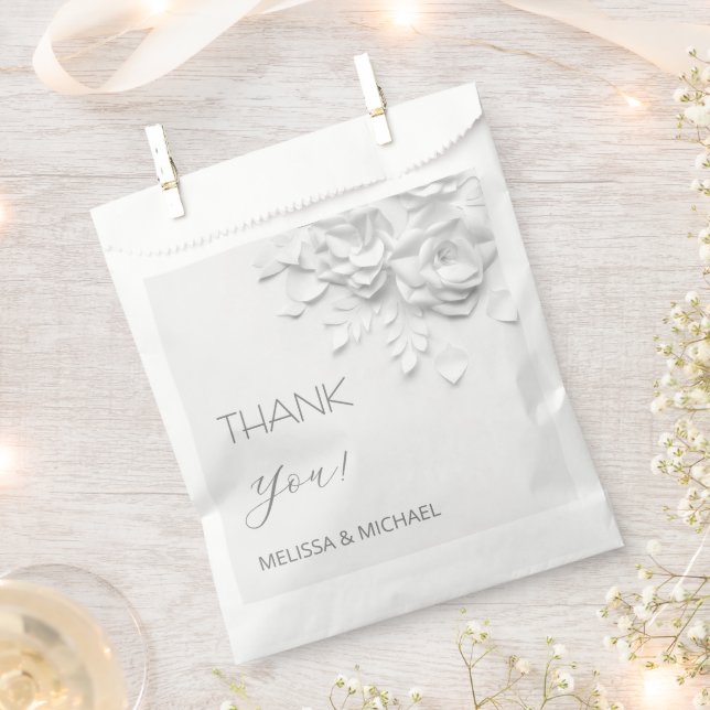 Sachets En Papier 3D Paper Cut Roses Wedding Thank You (Coupé)
