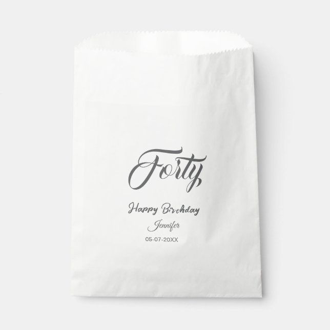 Sachets En Papier 40e quarantième lettre anniversaire ajouter nom da (Devant)