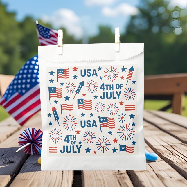 Sachets En Papier 4 juillet Favoriser le sac 🇺 🇸 | Drapeau, feux d (Créateur téléchargé)