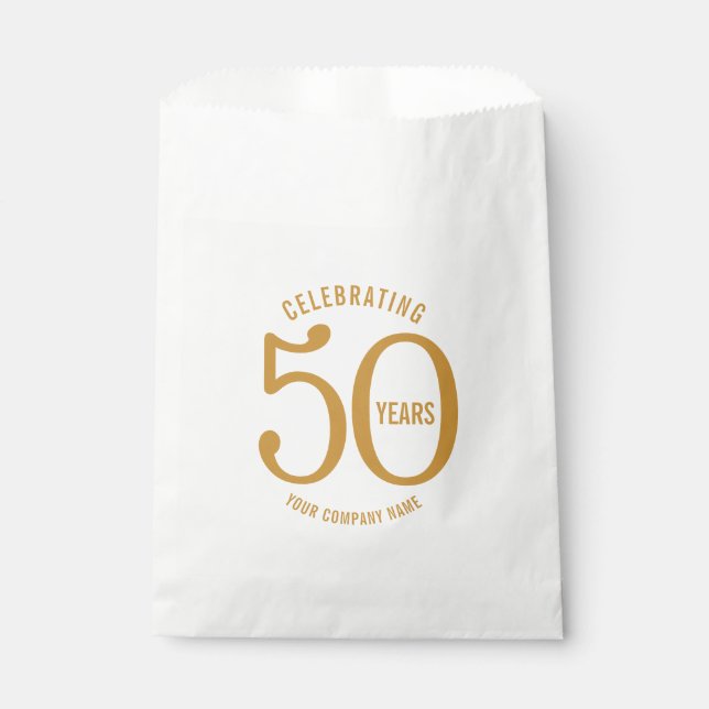 Sachets En Papier 50 ans anniversaire d'entreprise golden (Devant)