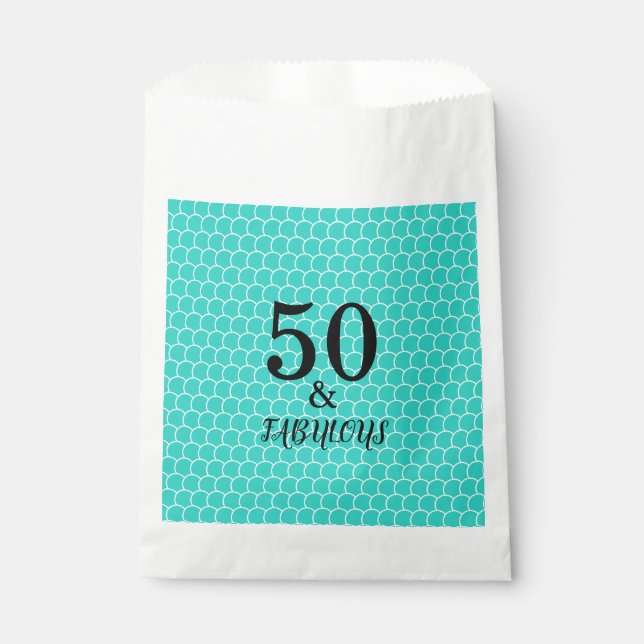 Sachets En Papier 50 Et Fabuleuse Fête Anniversaire Sirène Turquoise (Devant)