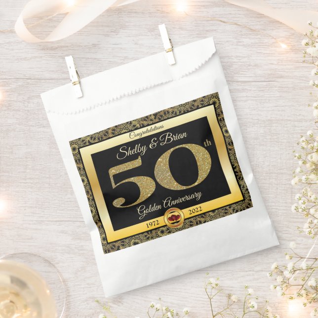 Sachets En Papier 50e anniversaire de mariage (Coupé)