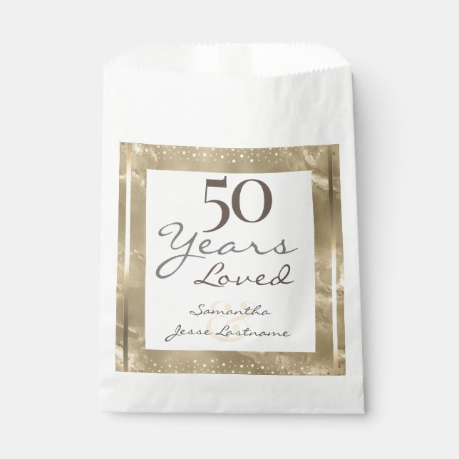 Sachets En Papier 50e anniversaire de Mariage Elegant Gold (Devant)
