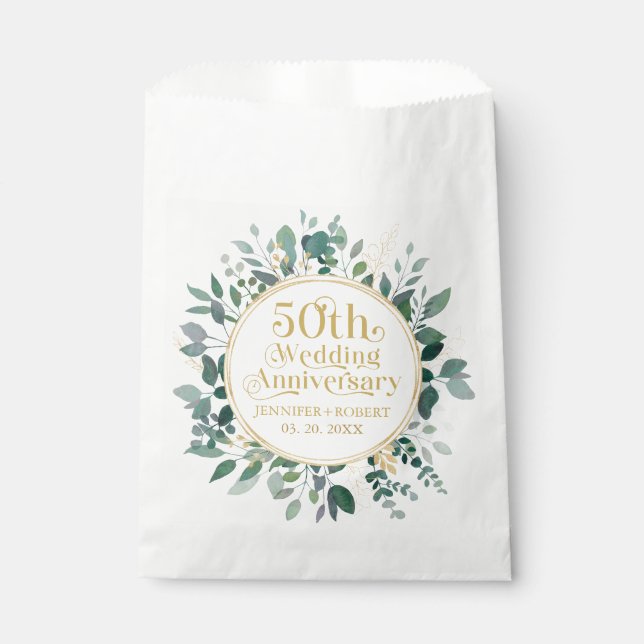 Sachets En Papier 50e anniversaire de Mariage Typographie d'or Verdu (Devant)