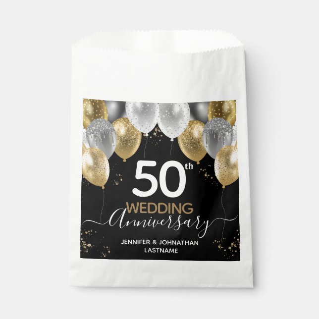 Sachets En Papier 50e anniversaire du Mariage Ballons Favoriser les  (Devant)
