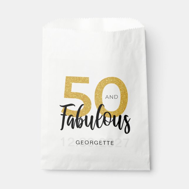Sachets En Papier 50e anniversaire fête personnalisée (Devant)