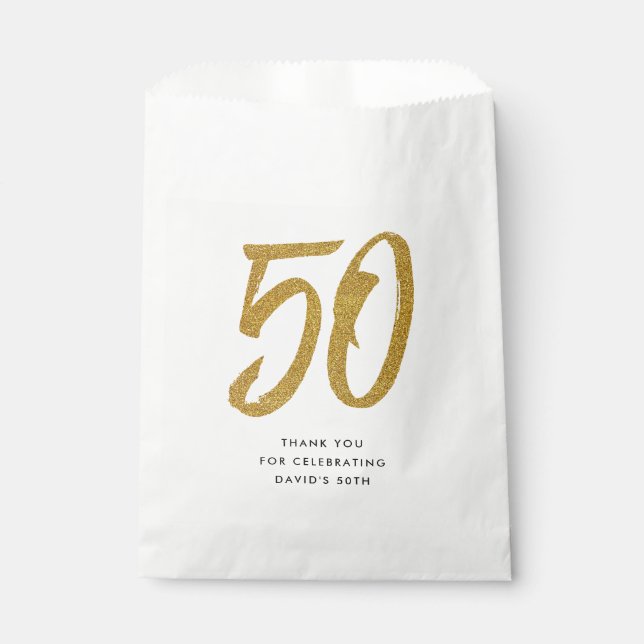 Sachets En Papier 50e anniversaire ou anniversaire coutume noir et o (Devant)