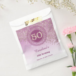 Sachets En Papier 50e Anniversaire Paillettes Rose Gold Brillantes
