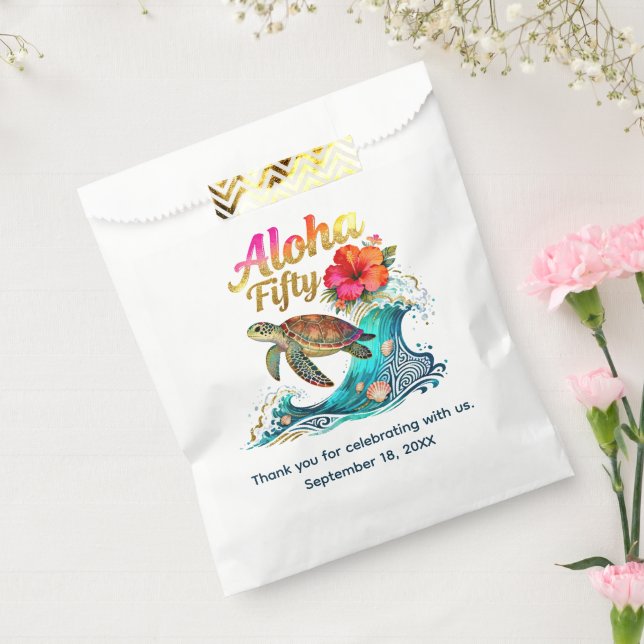Sachets En Papier 50th Fifty Birthday Tropical Ocean Beach Theme (Scellé)