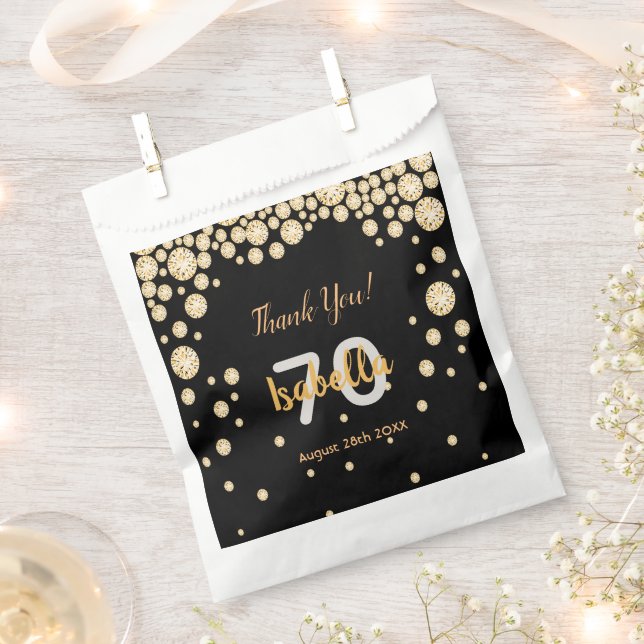 Sachets En Papier 70e anniversaire nom de diamants en or noir (Coupé)