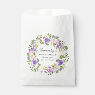 Sachets En Papier 80e anniversaire Purple Rose Floral Wreath