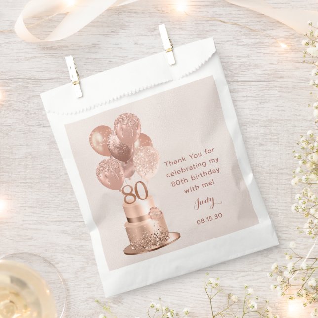 Sachets En Papier 80e anniversaire Rose Gold Cake (Coupé)