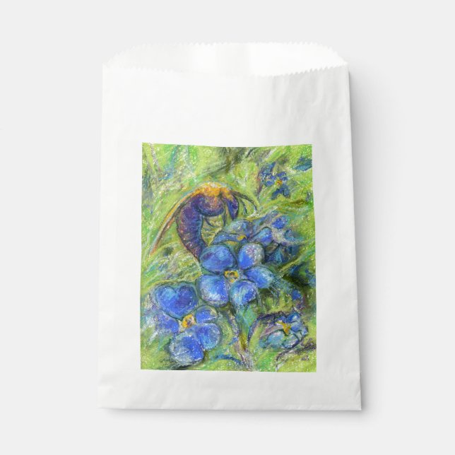 Sachets En Papier A Bee & Forget-me-not Flowers (Devant)