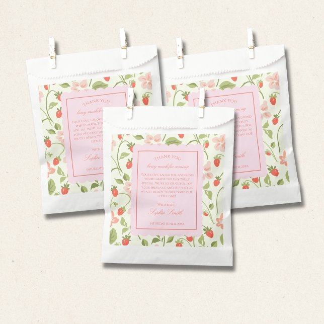 Sachets En Papier A berry sweet girl is on the way Baby Shower (Créateur téléchargé)