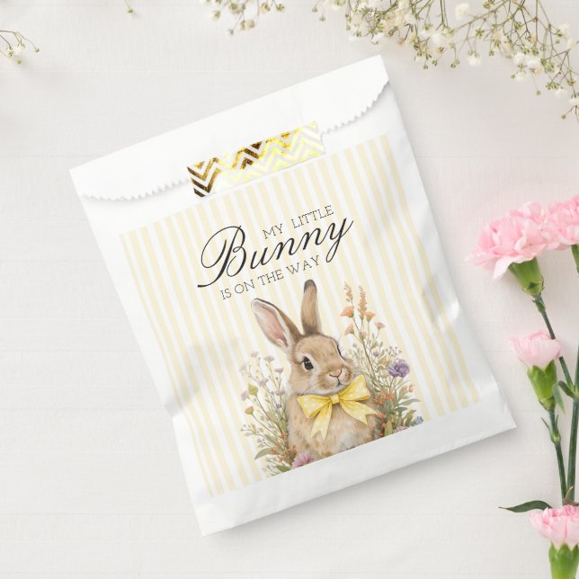Sachets En Papier A cute little Floral Bunny Yellow Bow Baby Shower  (Scellé)