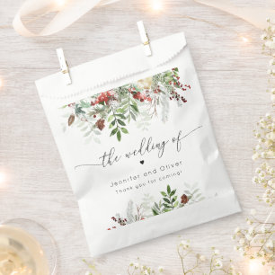 Sachets En Papier À feuillage persistant mariage d'hiver de Noël