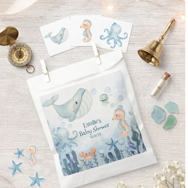 Sachets En Papier À la mer bientôt Hippocampe Crabe Étoile de mer Ba (Créateur téléchargé)