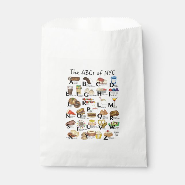 Sachets En Papier ABC de NYC Iconic New York City Foods Alphabet (Devant)