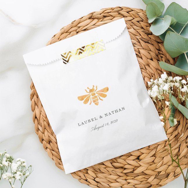 Sachets En Papier Abeille dorée Mariage personnalisé (Créateur téléchargé)