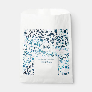 Sachets En Papier Abstrait moderne Terrazzo Mosaic Mariage bleu