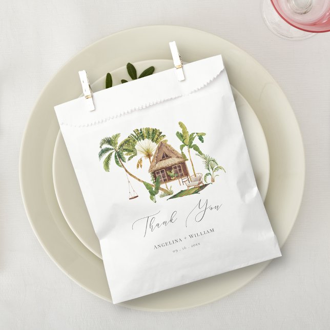 Sachets En Papier Accueil Mariage de palmiers tropicaux (Créateur téléchargé)
