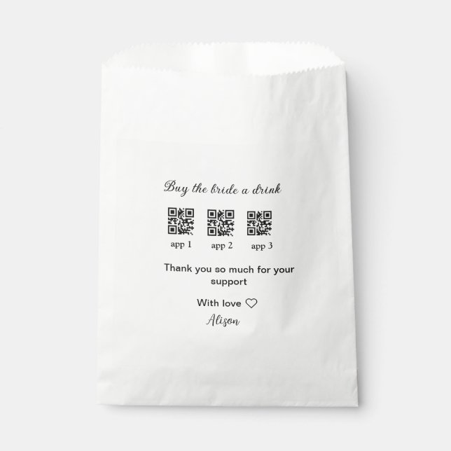 Sachets En Papier achetez une boisson à la mariée scannez le code QR (Devant)