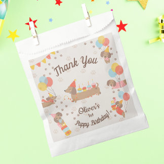 Sachets En Papier Adorable Dachshund Birthday Party Puppy Thank You