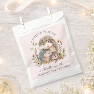 Sachets En Papier Adorable Hérisson Famille Baby shower rose