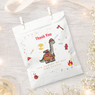 Sachets En Papier Adorable pompier Dino anniversaire