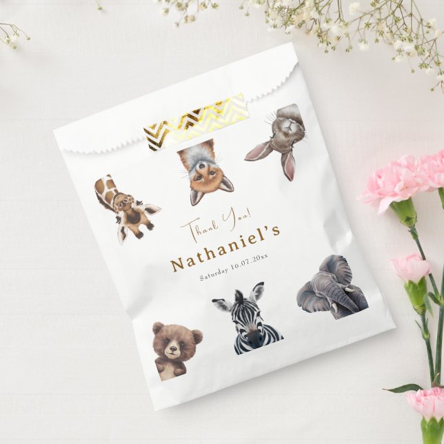 Sachets En Papier Adorable Safari Forêt Animaux Anniversaire (Scellé)