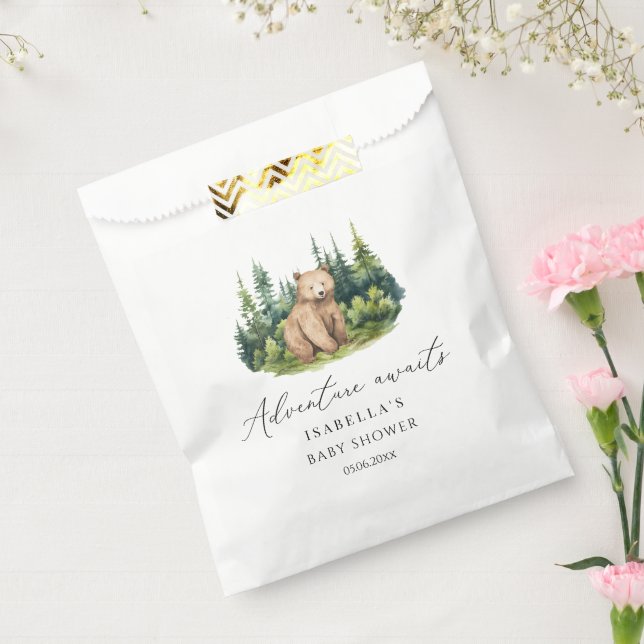 Sachets En Papier Adventure Await Woodland Bear Baby shower (Scellé)