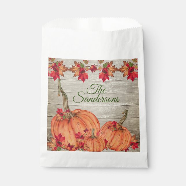 Sachets En Papier Affaire Leaves de Rustic Wood Autumn Orange Pumkin (Devant)
