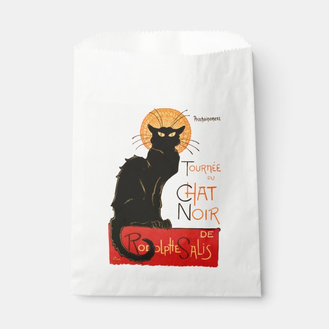 Sachets En Papier Affiche Classique Chat Noir de Steinlen en Noir (Devant)