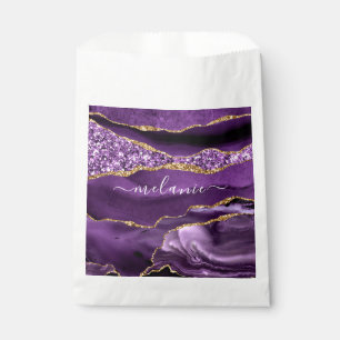 Sachets En Papier Agate Purple Gold Parties scintillant Votre nom Fa