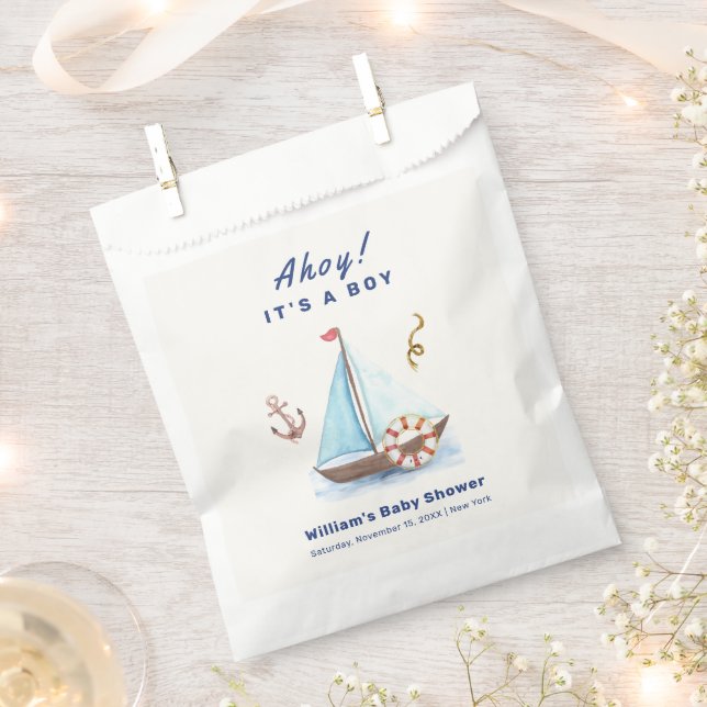 Sachets En Papier Ahoy C'est un Baby shower de voilier nautique (Coupé)