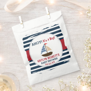 Sachets En Papier Ahoy C'est un garçon ! Baby shower nautique