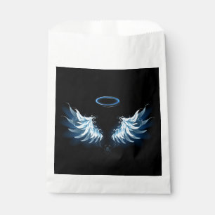 Sachets En Papier Ailes d'ange bleues lumineuses sur fond noir