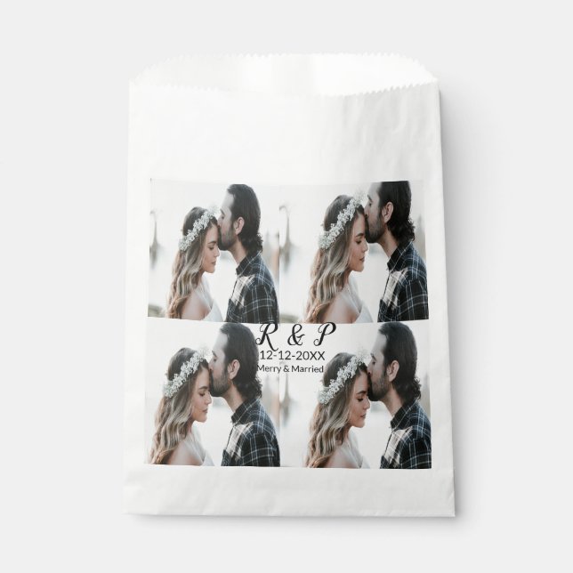 Sachets En Papier Ajouter une photo de couple joyeux mariage ajouter (Devant)