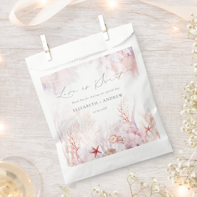 Sachets En Papier Algues sous-marines | Mariage d'aquarelle de coqui (Coupé)