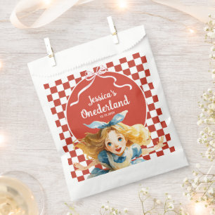 Sachets En Papier Alice à carreaux rouges dans ONEDERLAND 1er annive