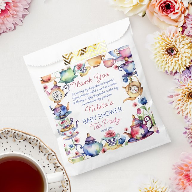 Sachets En Papier Alice au pays des merveilles baby shower fête du t (Alice in wonderland baby shower tea party favors personalized favor bag)