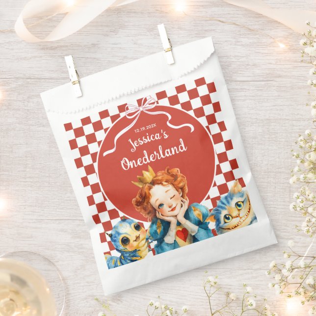 Sachets En Papier Alice in ONEDERLAND Queen of Hearts 1st Birthday  (Coupé)