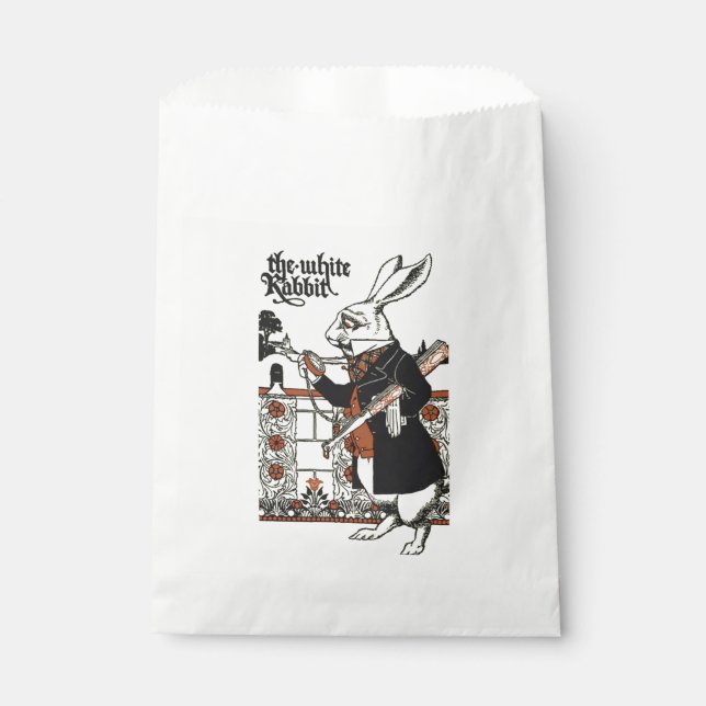 Sachets En Papier Alice Lapin Blanc Classique Wonderland  (Devant)
