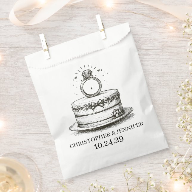Sachets En Papier Alliance de gâteau de mariage (Coupé)