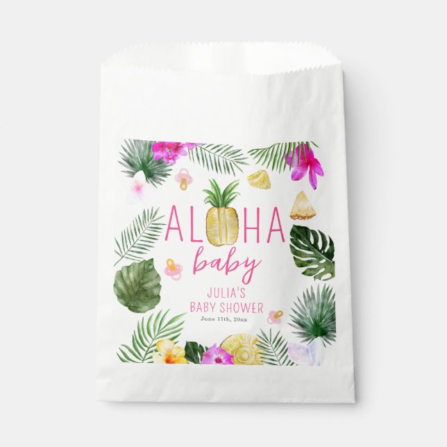 Sachets En Papier Aloha Baby Pineappy & Pacifiers Baby shower Luau (Devant)