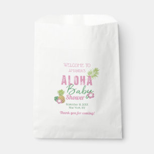 Sachets En Papier Aloha Bébé rose et vert Baby shower tropical fille