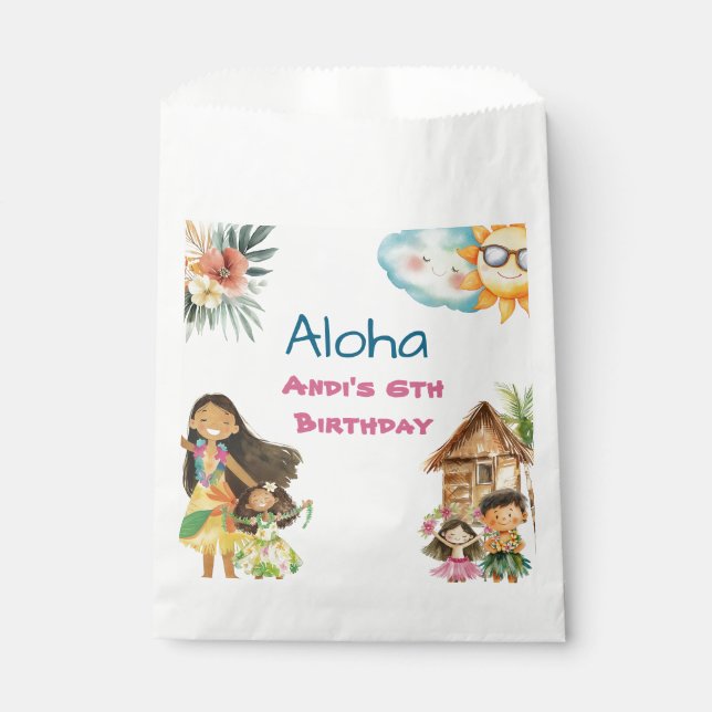 Sachets En Papier Aloha Luau Kids Birthday  (Devant)