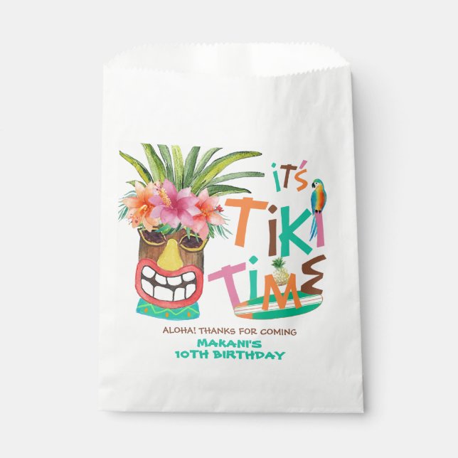 Sachets En Papier Aloha Tropical Tiki Merci d'anniversaire (Devant)